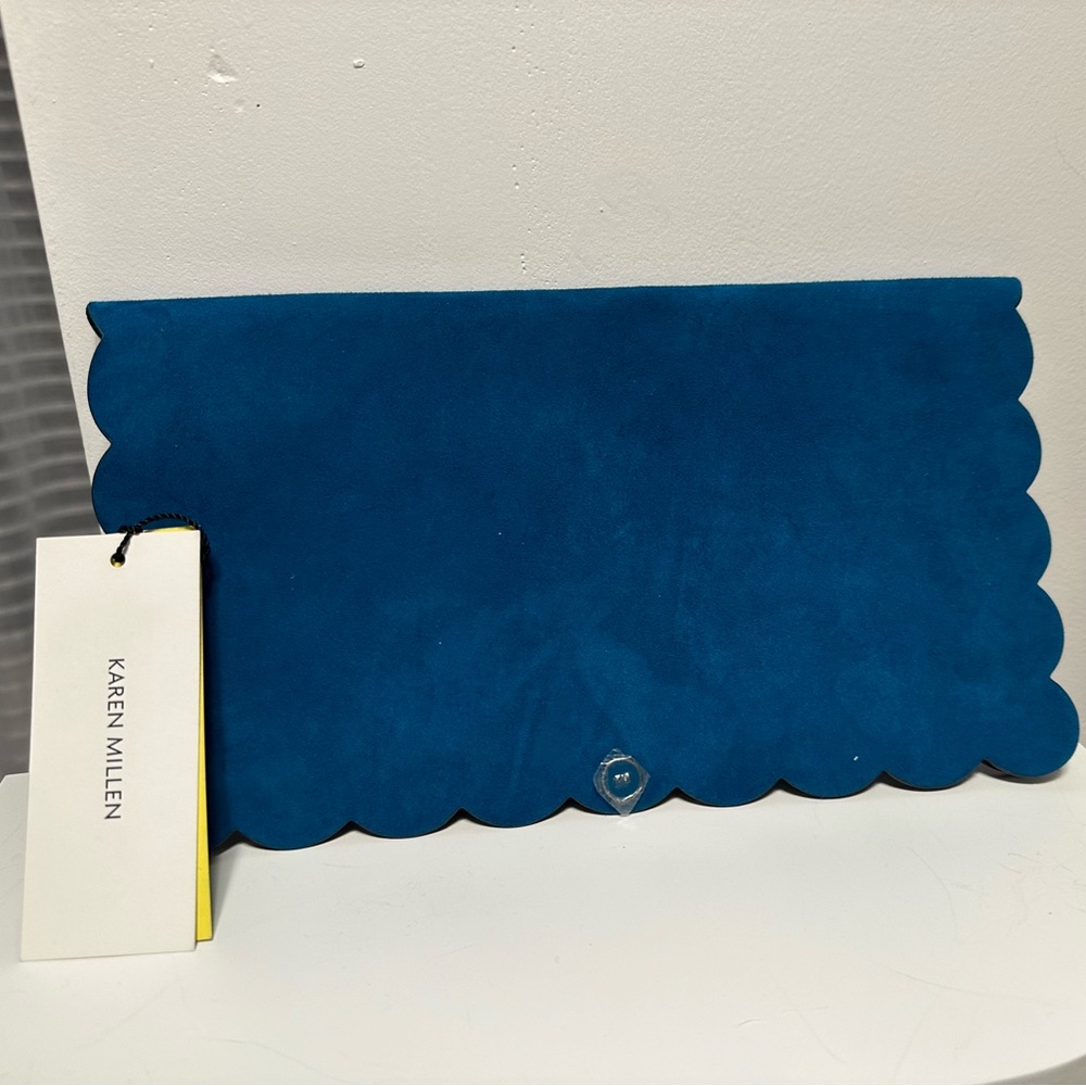 NWT Karen Millen teal suede flat pouch / clutch